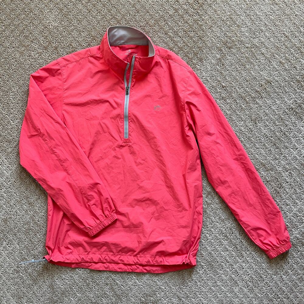 Southern Tide T3 To Trail Windbreaker Pullover Small Coral 1/4 Zip Lightweight